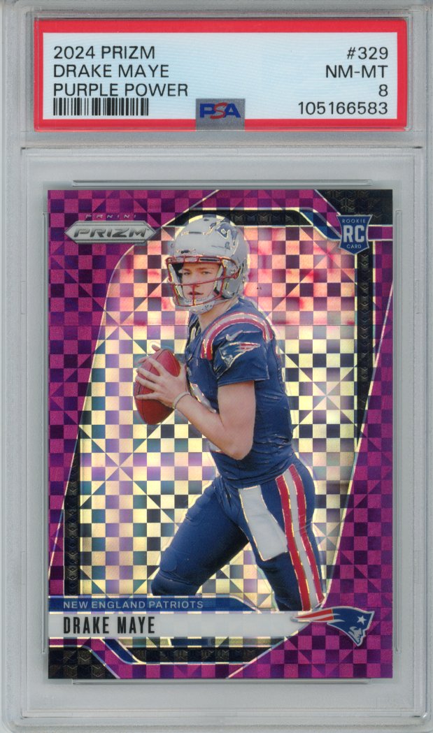 2024 Prizm Drake Maye Purple Power PSA 8