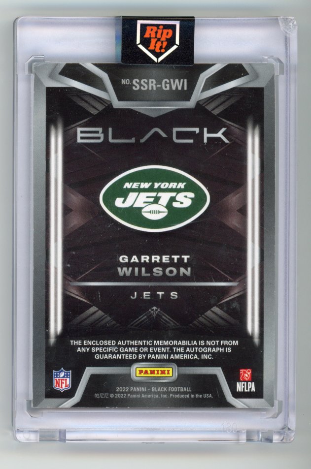 2022 Panini Black Garrett Wilson Jumbo Rookie Patch Auto /15