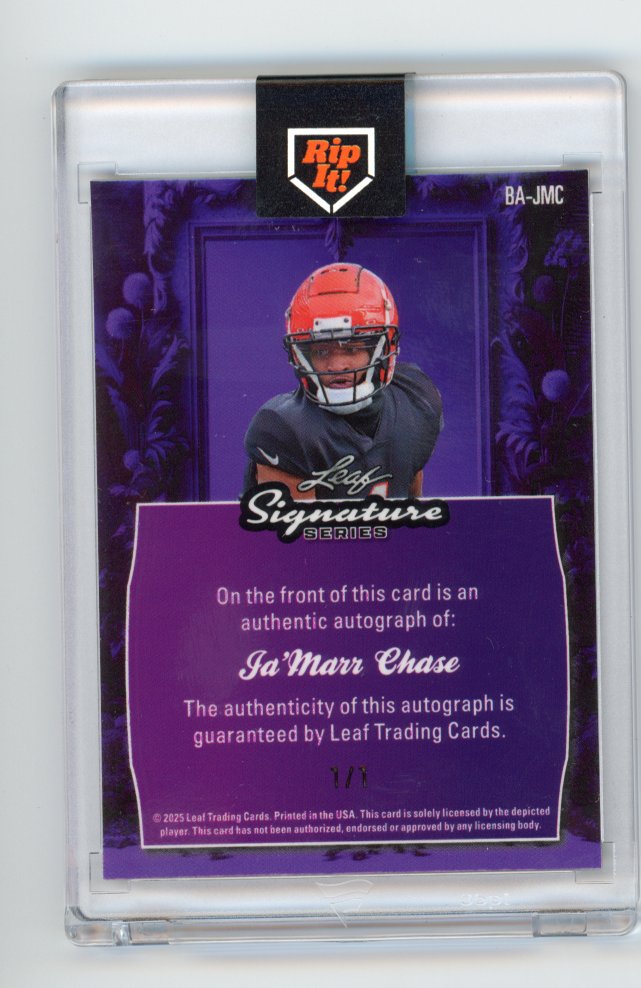 2025 Leaf Signature Series Ja'Marr Chase Autograph 1/1