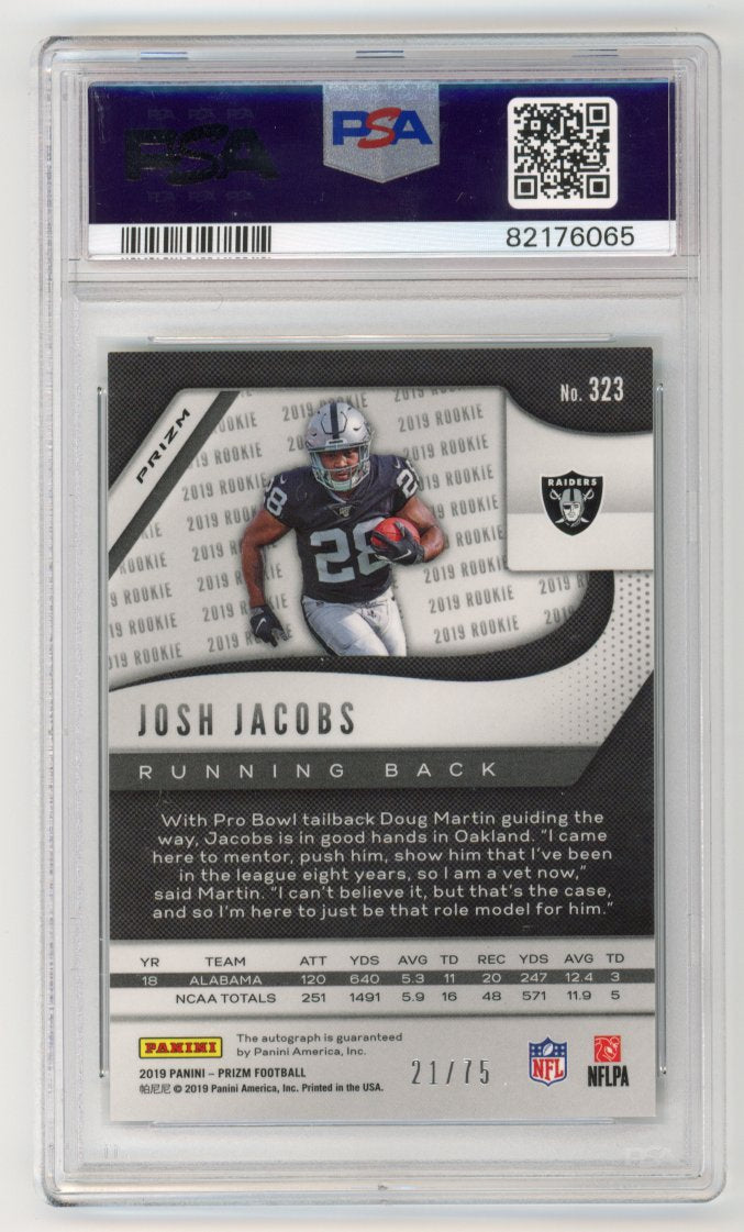 2019 Panini Prizm Josh Jacobs Rookie Green Scope Autograph PSA 10 /75