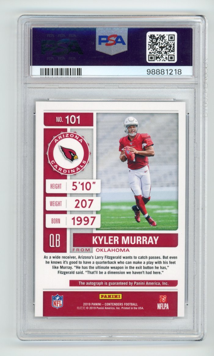 2019 Panini Contenders Kyler Murray Rookie Autograph Red Zone PSA 9