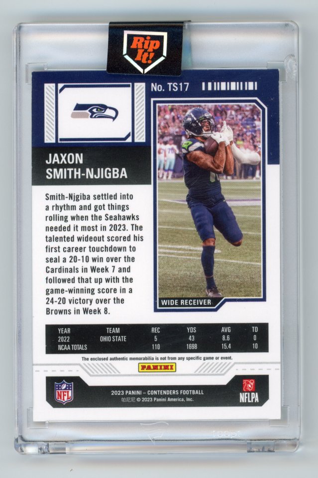2023 panini contenders Jaxson Smith Njigba rpa /25