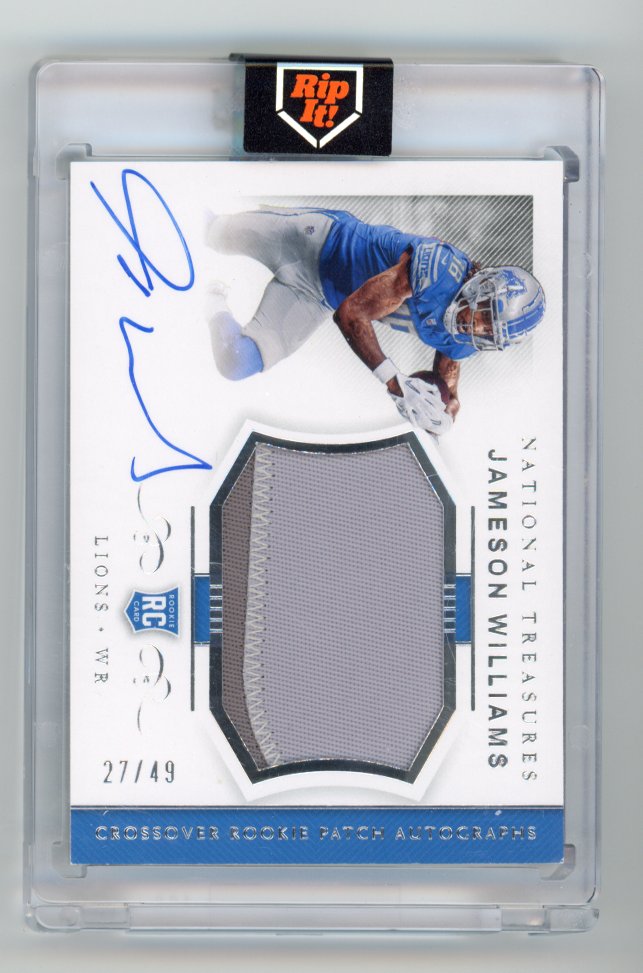 2022 Panini National treasures Jameson Williams rookie patch auto /49