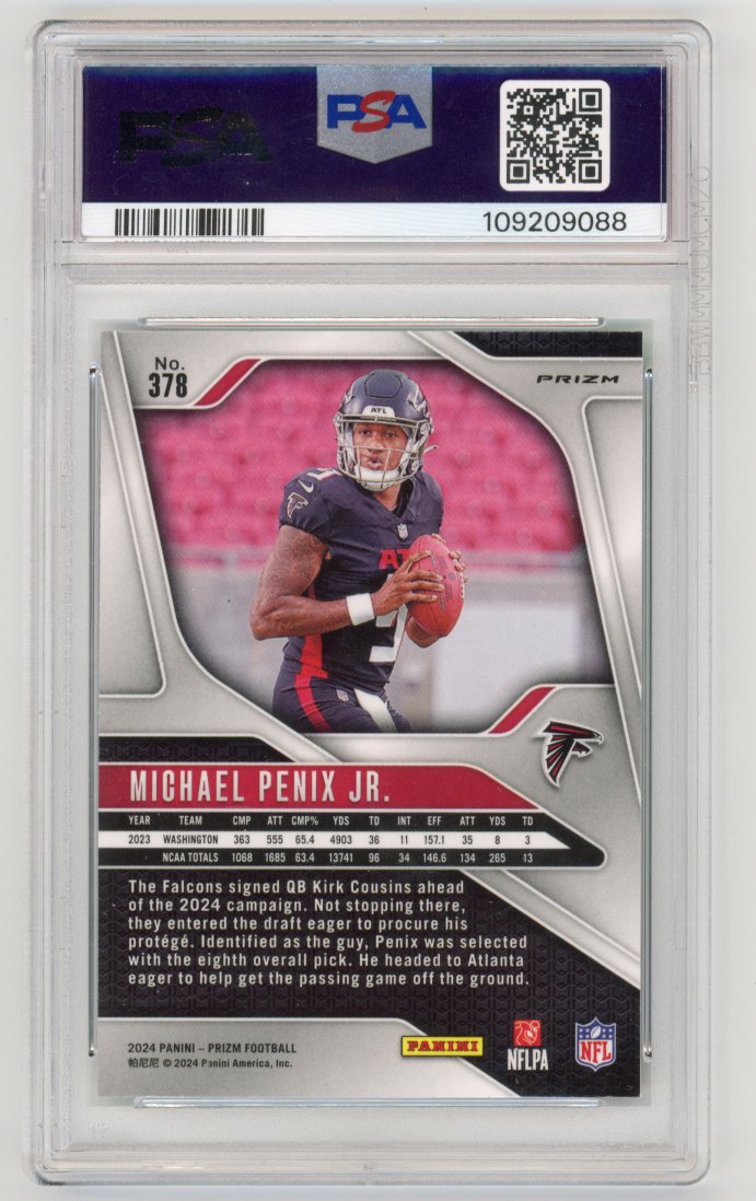 2024 Pirzm Micheal Penix Jr. Neon Green Pulsar PSA 10