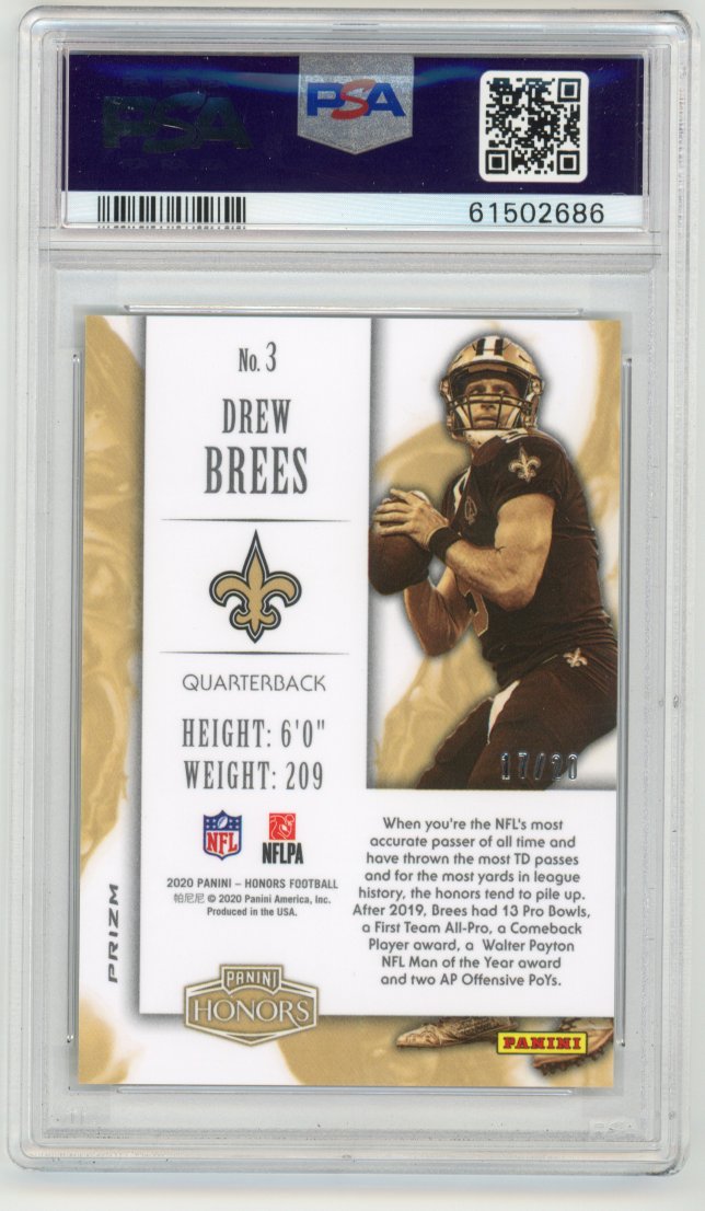 2020 Panini Honors Drew Brees Orange /20 PSA 10 Pop1