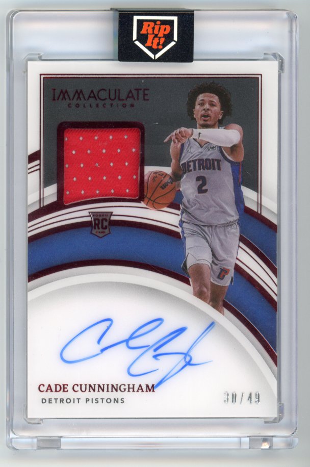 2021-22 Panini Imaculate Cade Cunningham Rookie Patch Autograph /49