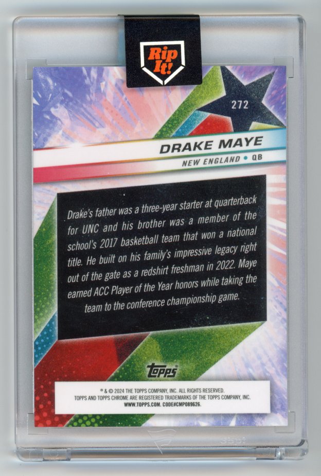 2024 Topps Cosmic Chrome Drake Maye Rookie Red Refractor /5