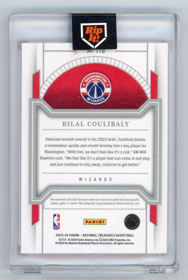 2023-34 Bilal Coulibaly National Treasures rookie patch auto /8