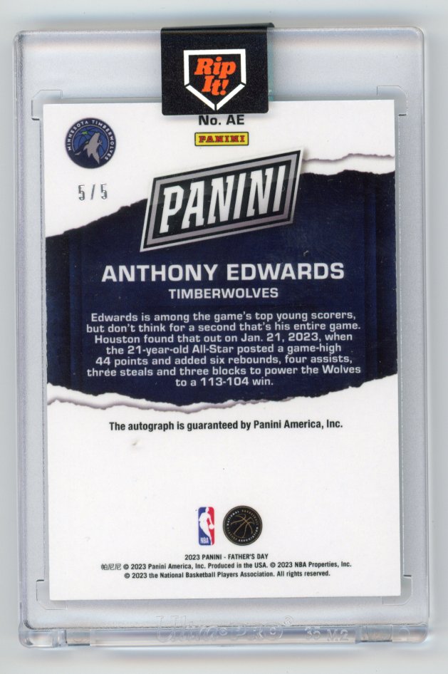 2023 Panini Private Signings Anthony Edwards 5/5