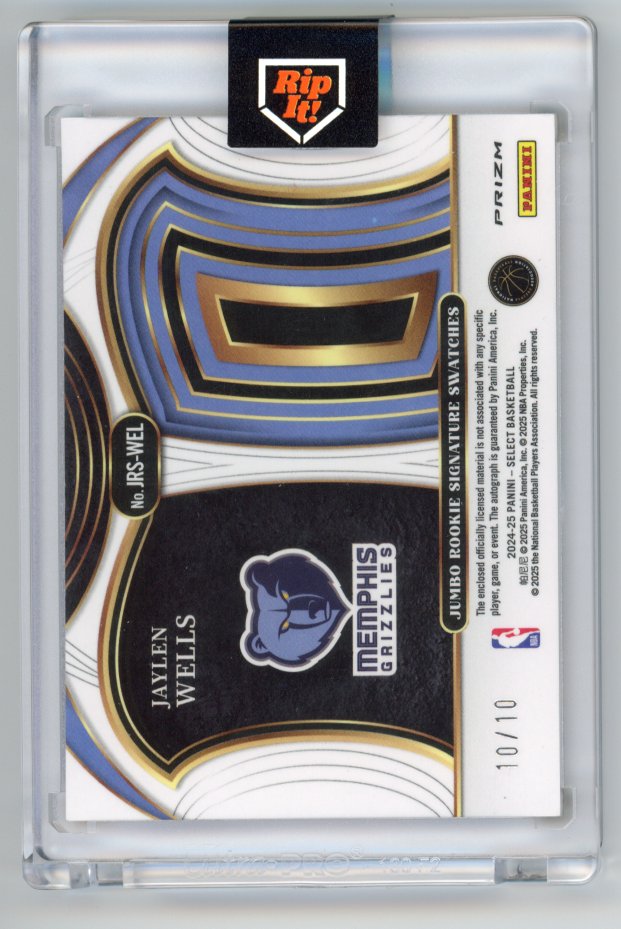 2024-25 Panini Select Jaylen Wells Rookie Patch Autograph /10