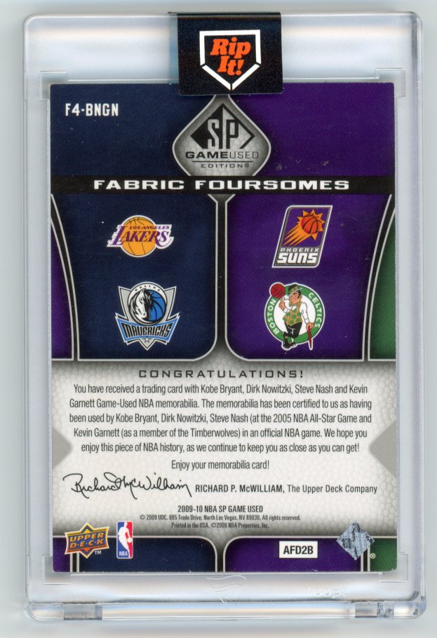 2009-10 so authentic Kobe Nash Dirk Garnett quad patch /199