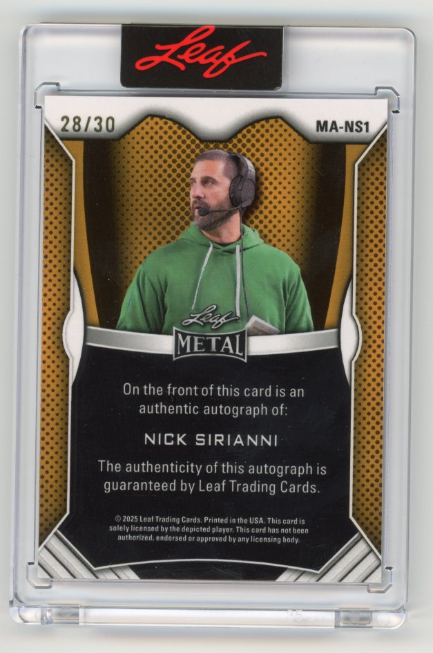 2025 LEAF METAL PHILLY ROAD TO VICTORY NICK SIRIANNI PINK ON CARD AUTO /30