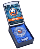 New York Islanders Fanatics Authentic Crystal Puck - Filled with Home Ice from the 2024-25 Season