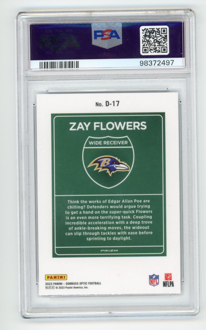 2023 Donruss Optic Downtown Zay Flowers Rookie PSA 9