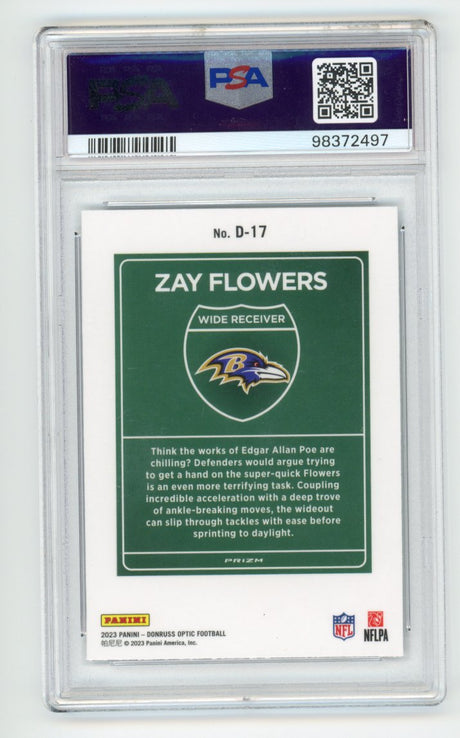 2023 Donruss Optic Downtown Zay Flowers Rookie PSA 9