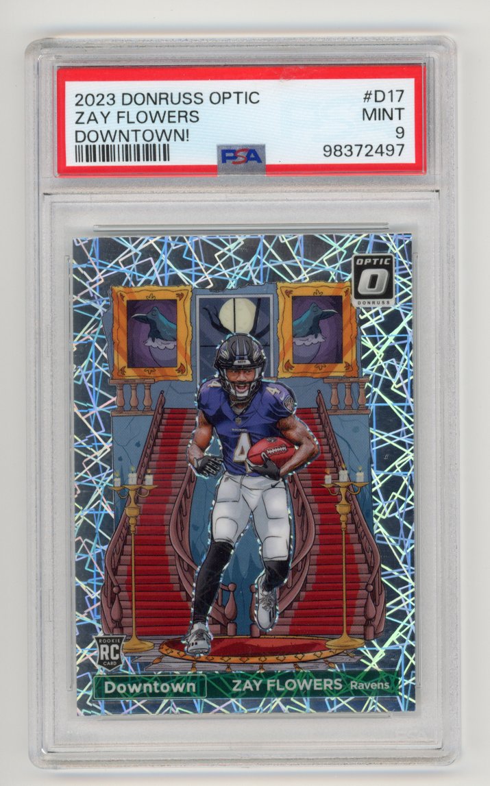 2023 Donruss Optic Downtown Zay Flowers Rookie PSA 9