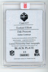 2016 Panini Limited Dak Prescott/ Ezekiel Elliott Dual Rookie auto 1/1