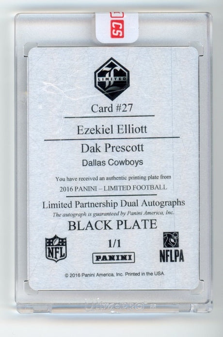 2016 Panini Limited Dak Prescott/ Ezekiel Elliott Dual Rookie auto 1/1