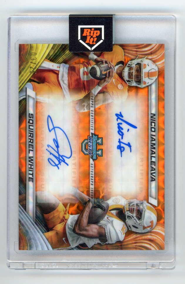 2024 Bowman Best University Nico Iamaleava Squirrel White orange dual rookie auto /25