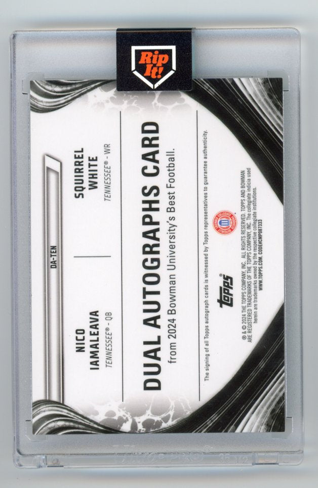 2024 Bowman Best University Nico Iamaleava Squirrel White orange dual rookie auto /25