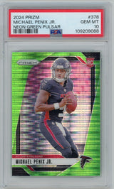 2024 Pirzm Micheal Penix Jr. Neon Green Pulsar PSA 10