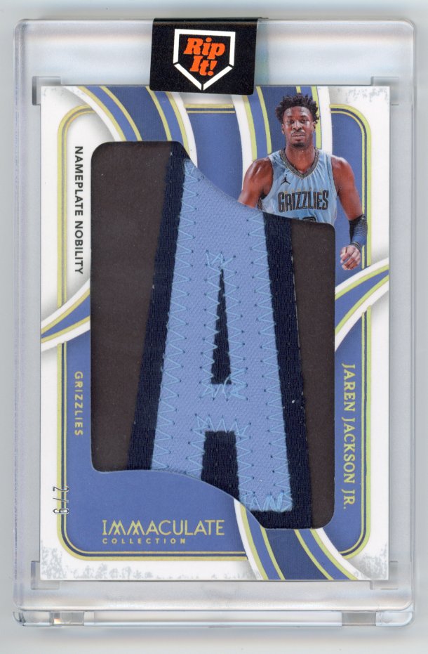 2024 PANINI IMMACULATE JAREN JACKSON JR NAME PLATE PATCH /9