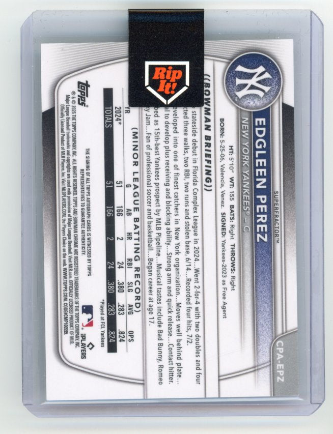 2025 Bowman Chrome Edgleen Perez Superfractor Auto 1/1