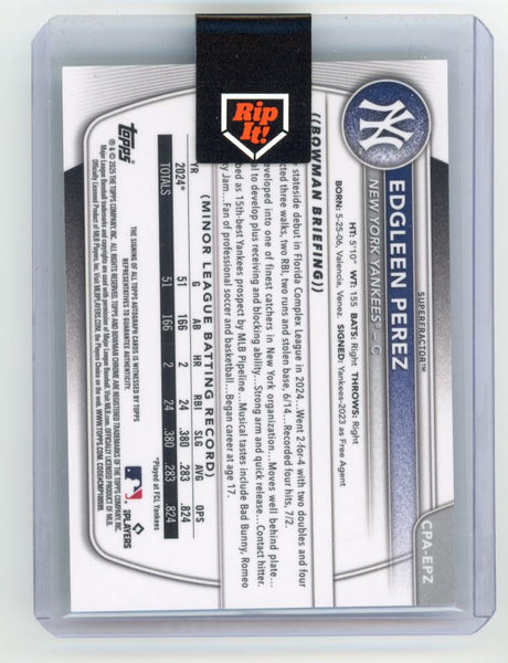 2025 Bowman Chrome Edgleen Perez Superfractor Auto 1/1