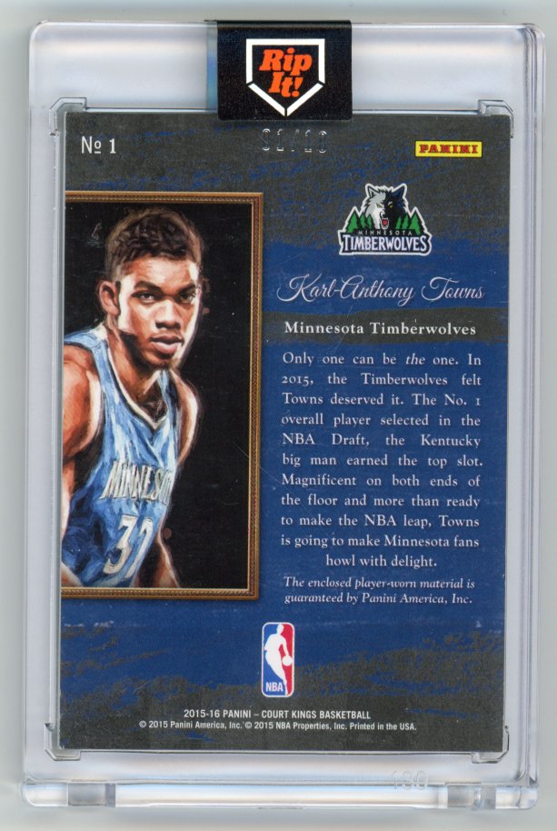 2015 Panini Court Kings Karl-Anthony Towns Rookie Card Rookie Patch 1/10