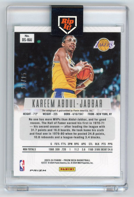 2023-24 Panini Prizm Deca Kareem Abdul Jabbar Green Shimmer auto /15