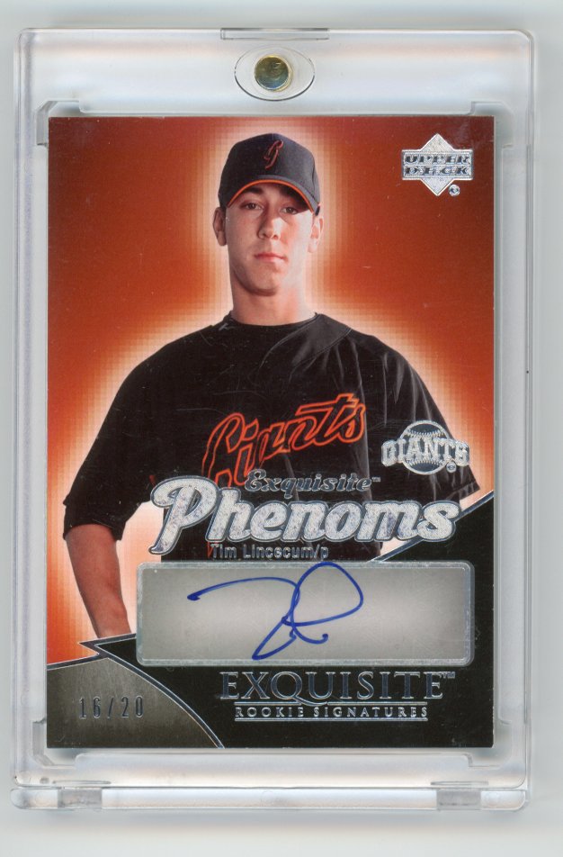 2007 UPPER DECK EXQUISITE TIM LINCECUM ROOKIE AUTO /20