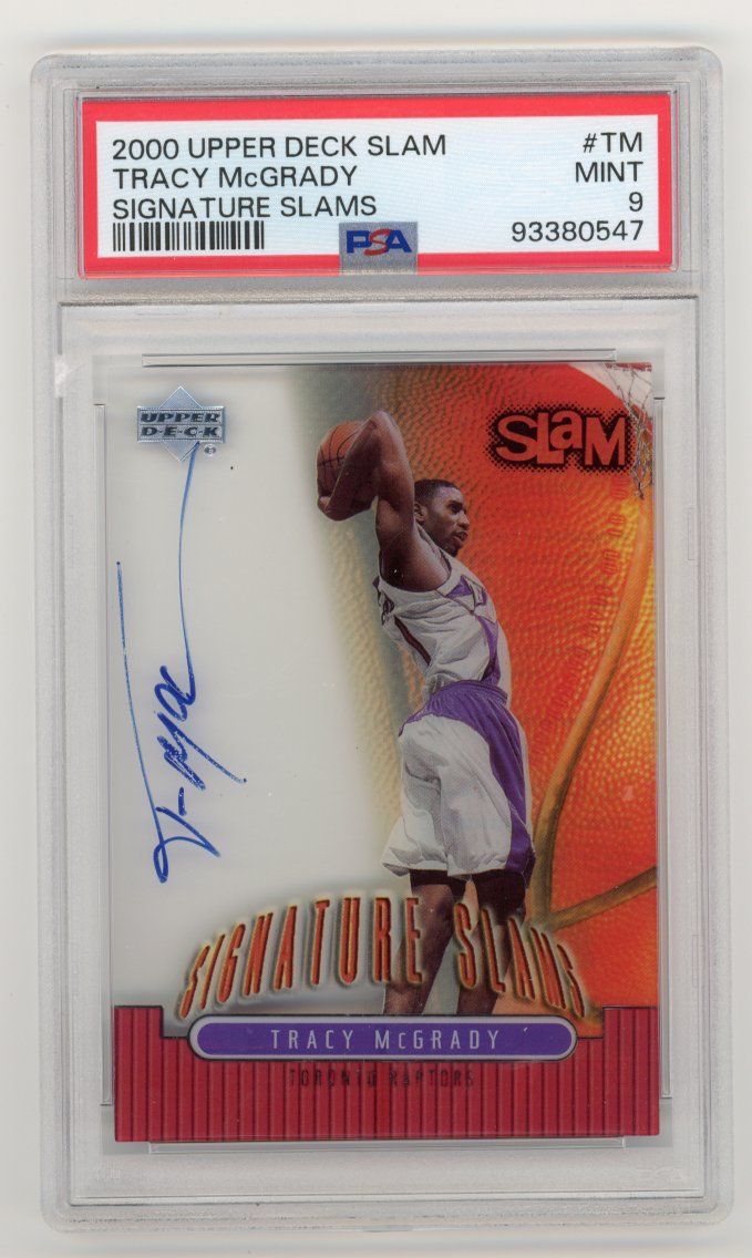 2000 upper deck slam tracy mcgrady auto psa 9