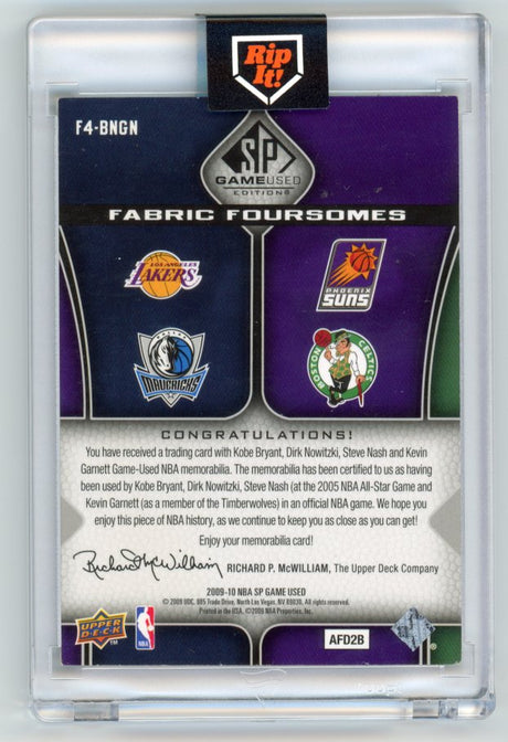 2009-10 so authentic Kobe Nash Dirk Garnett quad patch /199